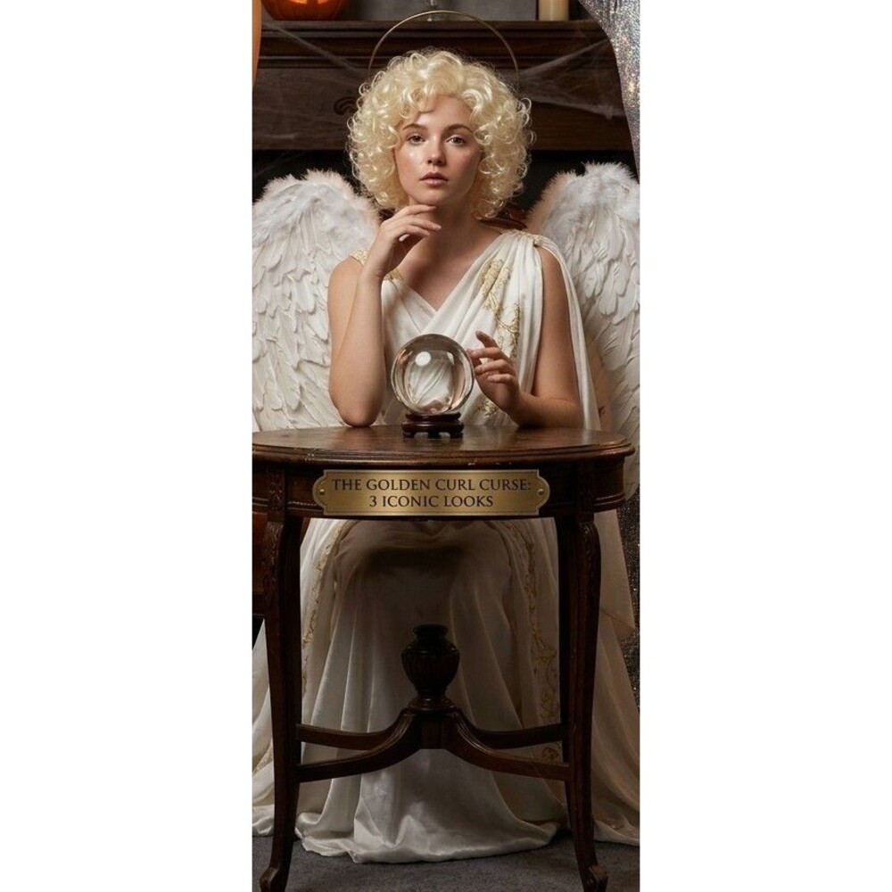 Halloween Costumes Platinum-Blonde Curly Synthetic Wig